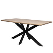 Maple wood rectangular wooden top and metal base dining table by Leisure Mod additional picture 2