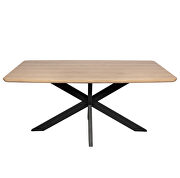 Maple wood rectangular wooden top and metal base dining table by Leisure Mod additional picture 3