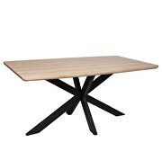 Maple wood rectangular wooden top and metal base dining table by Leisure Mod additional picture 4