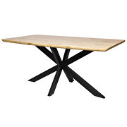 Natural wood rectangular wooden top and metal base dining table by Leisure Mod additional picture 2