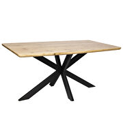Natural wood rectangular wooden top and metal base dining table by Leisure Mod additional picture 4