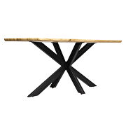 Natural wood rectangular wooden top and metal base dining table by Leisure Mod additional picture 9