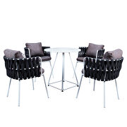 Black finish modern 5-piece rope bistro set by Leisure Mod additional picture 2