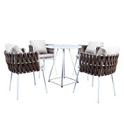 Brown finish modern 5-piece rope bistro set by Leisure Mod additional picture 2