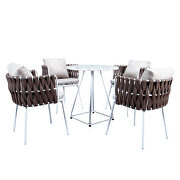 Brown finish modern 5-piece rope bistro set additional photo 2 of 6