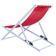 Red finish sunset outdoor sling lounge chair with headrest cushion by Leisure Mod additional picture 2