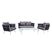 Black finish 4-piece rope conversation modern set by Leisure Mod additional picture 2