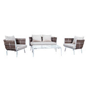 Brown finish 4-piece rope conversation modern set by Leisure Mod additional picture 2