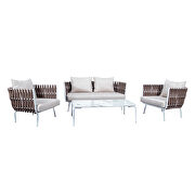 Brown finish 4-piece rope conversation modern set additional photo 2 of 5