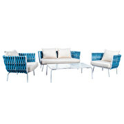 Blue finish 4-piece rope conversation modern set by Leisure Mod additional picture 2
