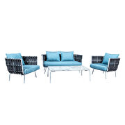 Gray finish 4-piece rope conversation modern set by Leisure Mod additional picture 2