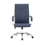 Modern high-back leather office chair in navy blue by Leisure Mod additional picture 2