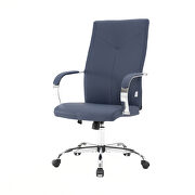 Modern high-back leather office chair in navy blue by Leisure Mod additional picture 6
