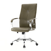 Modern high-back leather office chair in olive green by Leisure Mod additional picture 6
