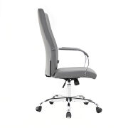 Modern high-back leather office chair in gray by Leisure Mod additional picture 3