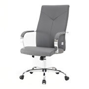 Modern high-back leather office chair in gray by Leisure Mod additional picture 6