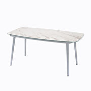 White finish marble top outdoor patio modern dining table by Leisure Mod additional picture 2