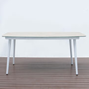 White finish marble top outdoor patio modern dining table by Leisure Mod additional picture 3