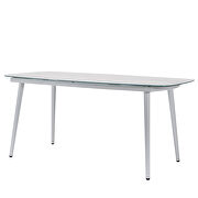 White finish marble top outdoor patio modern dining table by Leisure Mod additional picture 6