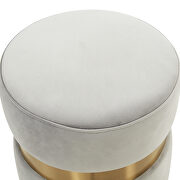 Light gray velvet modern round ottoman by Leisure Mod additional picture 3