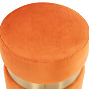 Orange marmalade velvet modern round ottoman by Leisure Mod additional picture 3