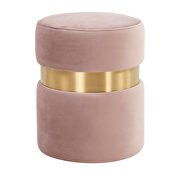 Pink velvet modern round ottoman by Leisure Mod additional picture 2