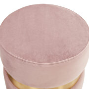 Pink velvet modern round ottoman by Leisure Mod additional picture 3