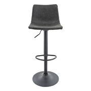 Charcoal black modern adjustable bar stool with footrest & 360-degree swivel by Leisure Mod additional picture 2