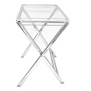 Clear acrylic top and chrome base x/cross legs side table by Leisure Mod additional picture 3