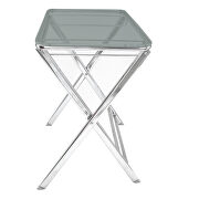 Black acrylic top and chrome base x/cross legs side table by Leisure Mod additional picture 2