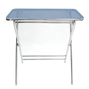Blue acrylic top and chrome base x/cross legs side table by Leisure Mod additional picture 2