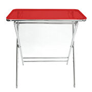 Red acrylic top and chrome base x/cross legs side table by Leisure Mod additional picture 3
