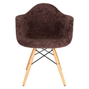 Coffee brown velvet/ ash wood contemporary chair by Leisure Mod additional picture 2