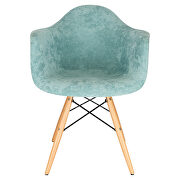 Teal velvet/ ash wood contemporary chair by Leisure Mod additional picture 2
