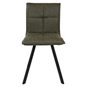Olive green leather dining chair with sturdy metal legs/ set of 2 by Leisure Mod additional picture 2