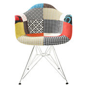 Multi-color patchwork polyester/ metal contemporary chair by Leisure Mod additional picture 2