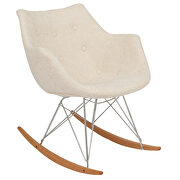 Beige polyester/ ash wood legs rocking chair additional photo 2 of 7