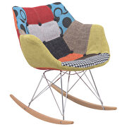 Multi-color polyester/ ash wood legs rocking chair by Leisure Mod additional picture 2