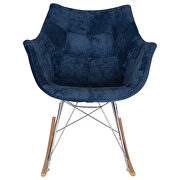 Navy blue velvet / ash wood legs rocking chair by Leisure Mod additional picture 2