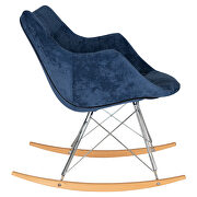 Navy blue velvet / ash wood legs rocking chair by Leisure Mod additional picture 3