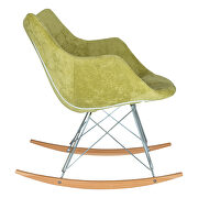 Lemon green velvet / ash wood legs rocking chair by Leisure Mod additional picture 3