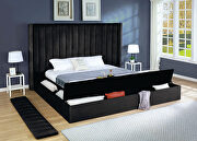 Storage black velvet bed w/ solid platform by Mainline additional picture 2