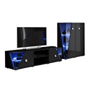 Black tv stand / curio 2pcs entertainment center by Meble additional picture 2