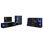 Black tv stand / curio / sideboard 3pcs entertainment center by Meble additional picture 2