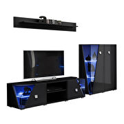 Black tv stand / curio / shelf 3pcs entertainment center by Meble additional picture 2