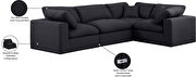 4pcs 119-inch black linen fabric comfy modular sectional sofa by Meridian additional picture 6