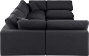 6pcs 158-inch black linen fabric comfy modular sectional sofa by Meridian additional picture 6