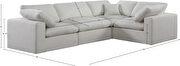 4pcs 119-inch cream linen fabric comfy modular sectional sofa by Meridian additional picture 7