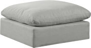 Gray linen fabric comfy modular ottoman additional photo 2 of 4