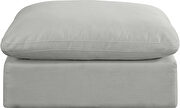 Gray linen fabric comfy modular ottoman additional photo 3 of 4